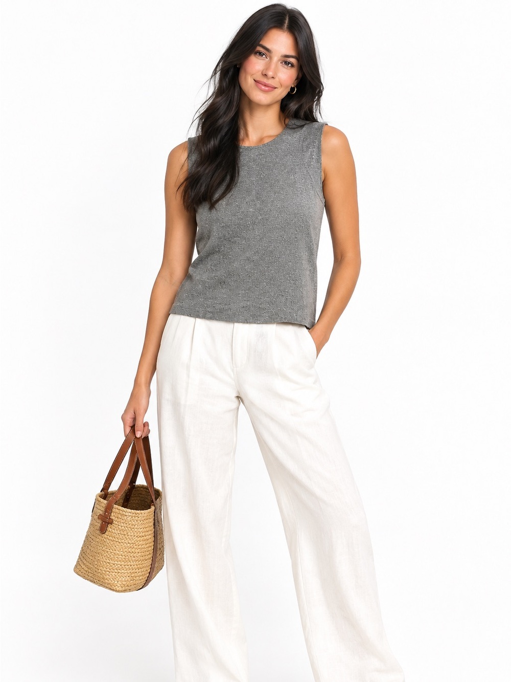 BANANA REP Sleeveless Gray Shell Top M in EUC